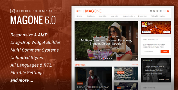 MagOne – Responsive Magazine Blogger Template Feature Image