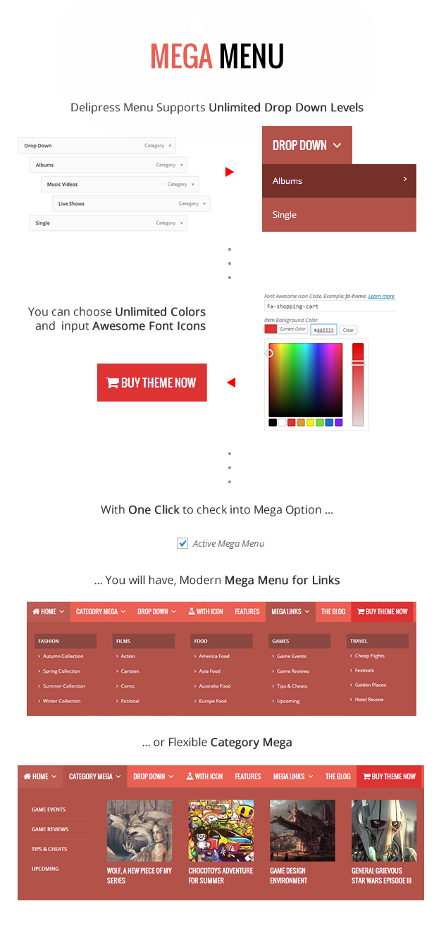 Mega Menu - Delipress - Magazine and Review WordPress Theme