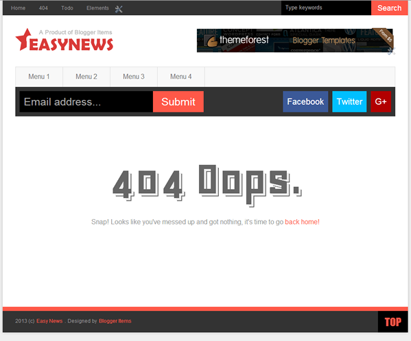 Custom 404 Page - Easy News – Free Responsive Magazine Blogger Template