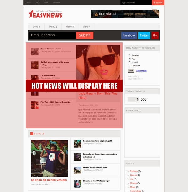 Hot Placer - Easy News – Free Responsive Magazine Blogger Template