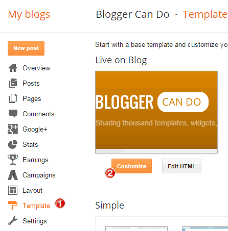 Work with Blogger Template Designer