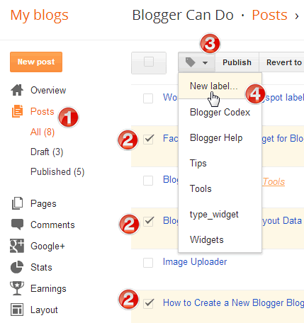 Add new label for multi posts for Blogger