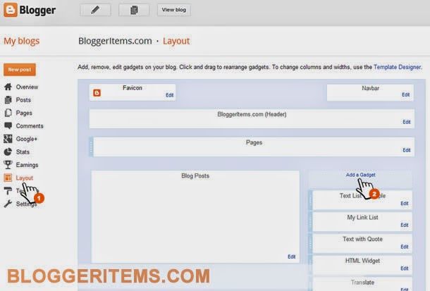 Add Contact form for Blogger by gadget
