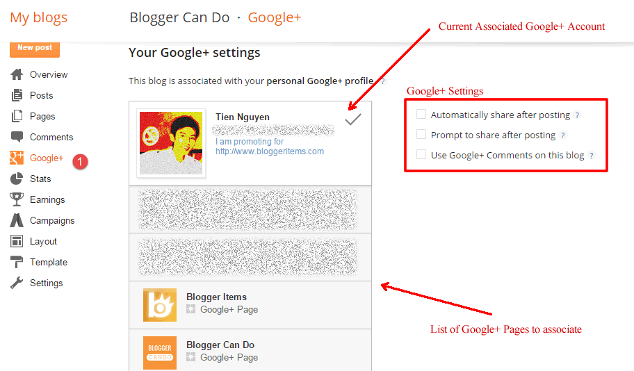 Working with Your Google+ Settings on Blogger - Access