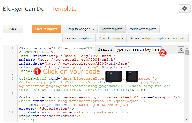 How to search a code in your Blogger Blogspot Template - Search