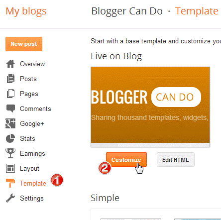Access Blogger Template Customize