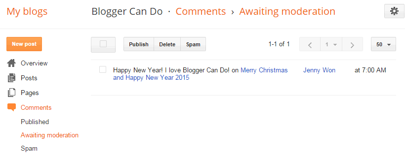 Awaiting Moderation Page - Manage Your Blogger / Blogspot Comments